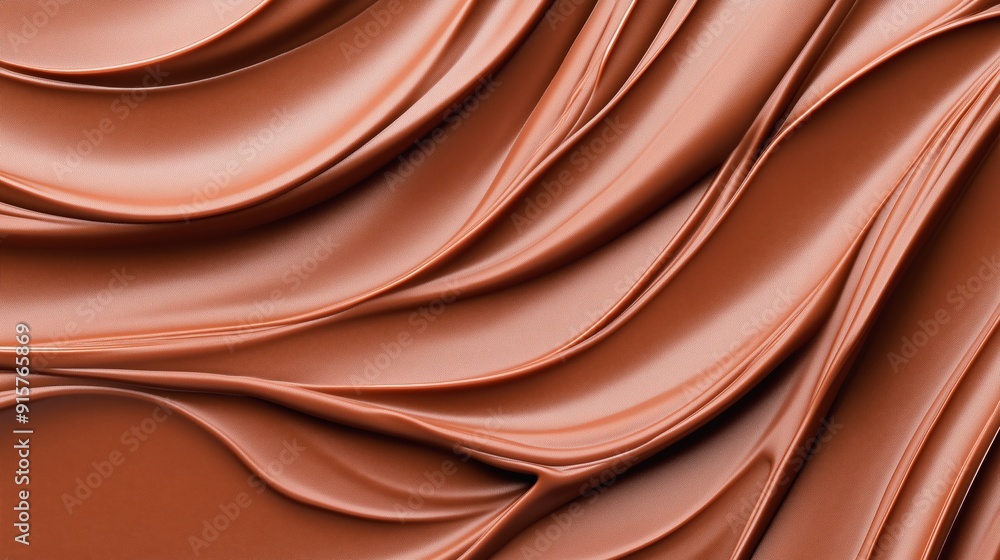 Poster a brownish color swirl of something that looks like chocolate. the texture is smooth and shiny. it c