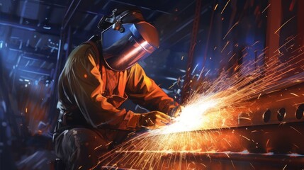 Welder Working With Sparks Flying