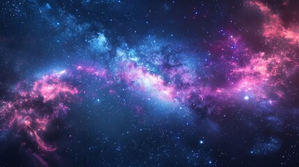 Fototapeta premium A vibrant, colorful nebula glows in the vast darkness of space, showcasing a breathtaking cosmic landscape.