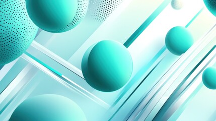 Abstract Background with Turquoise Spheres and Diagonal Lines