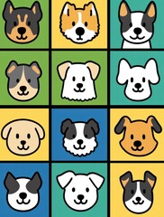 Fototapeta premium Dogs pattern on coloured background