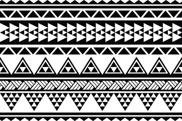 Polynesian pattern tribal tattoo border. Tribal tattoo geometric fore arm samoan band.Tattoo eps forearm samoan sleeve bracelet.Fabric seamless isolated hawaiian pattern on white background.