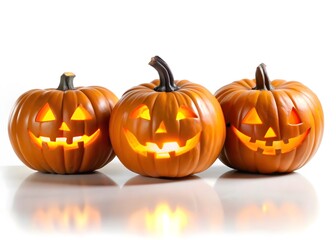 Happy Halloween pumpkins bats ghosts spiders on background AI generated