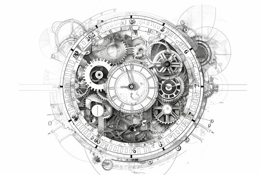 Timepiece: An intricate illustration of a clock's mechanics