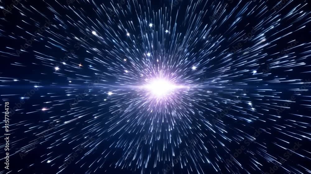 Poster animation of abstract cosmic background. hyper jump into another galaxy. speed of light, neon glowin