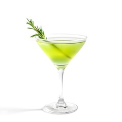 martini cocktail, presented in a chilled martini glass,isolated, white background