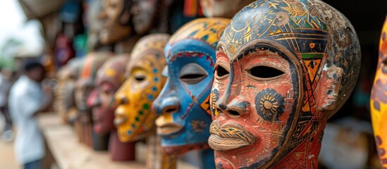 Fototapeta premium Colorful African Masks in a Market