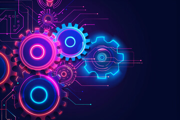Obraz premium Neon Gears Abstract Background
