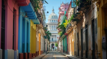 Fototapeta premium Colorful Street in Havana, Cuba