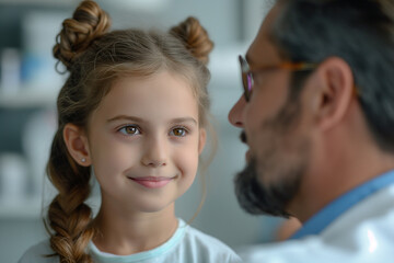 Fototapeta premium Pediatrician. The children's doctor examines the child in the medical office of the office. The concept of child health. Children care. Medical insurance. Hospital.