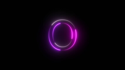 Abstract Bright Neon Letter Illustration on Black Background.