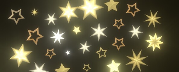 Stellar Christmas Drift: Radiant 3D Illustration Showcasing Descending Holiday Stars in Motion