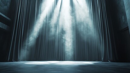 Dark Stage with Smoke and Spotlights