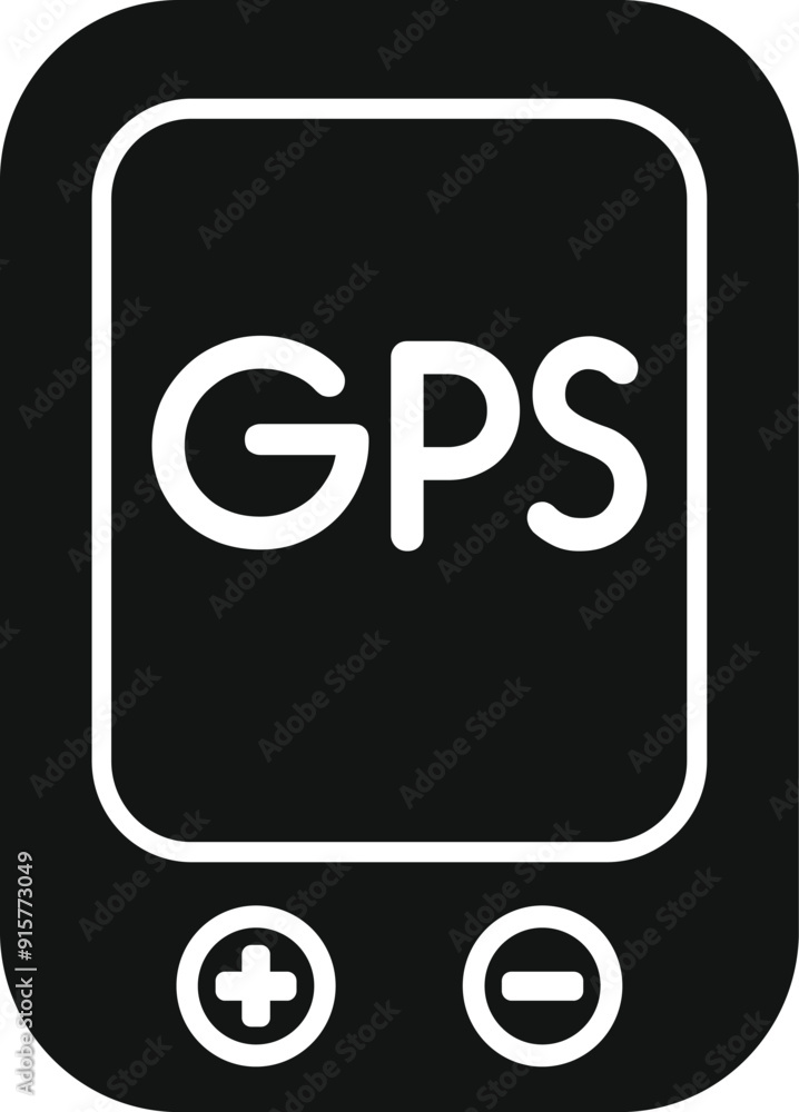 Poster gps navigator device showing gps text on screen icon in simple style