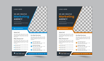 a bundle of 2 templates of a4 flyer, vector template design or business poster template design, abstract business flyer