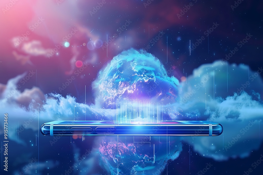 Aufkleber Mobile global internet communications. Holographic abstract interface