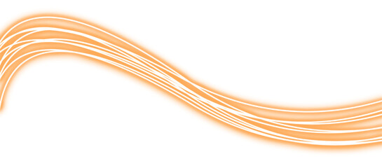 Abstract orange speed neon lines. Light lines effects isolated on transparent background. curvy lines of vibrant neon. Orange laser beam lines. luxury elegant glowing wavy lines. design elements, PNG 