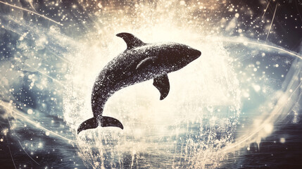 Majestic Dolphin in Dreamy Cosmic Waters