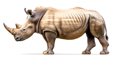 Fototapeta premium Rhinoceros animal side view isolated on white background