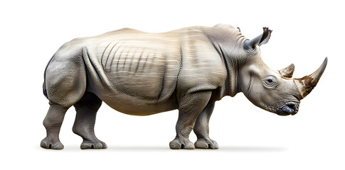 Obraz premium Rhinoceros animal side view isolated on white background