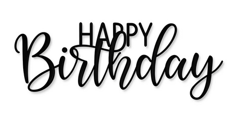 Elegant happy birthday script font, png transparent background