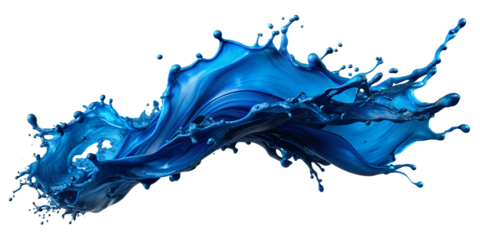 Dynamic splash of vibrant blue liquid, png transparent background