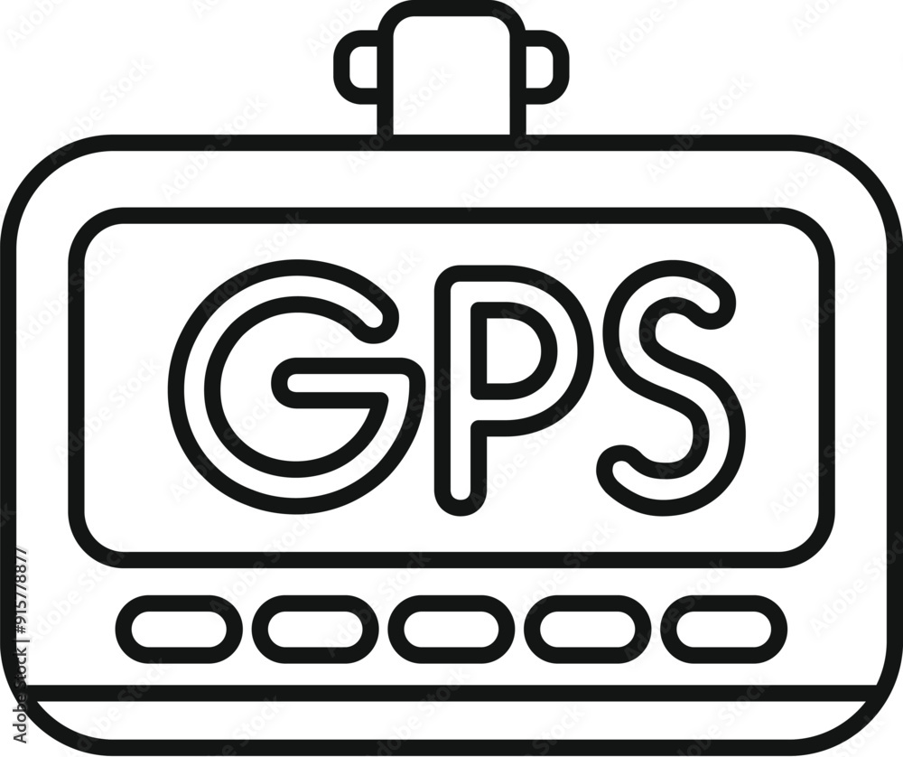 Poster line art icon of a gps navigation system showing the letters gps on the screen