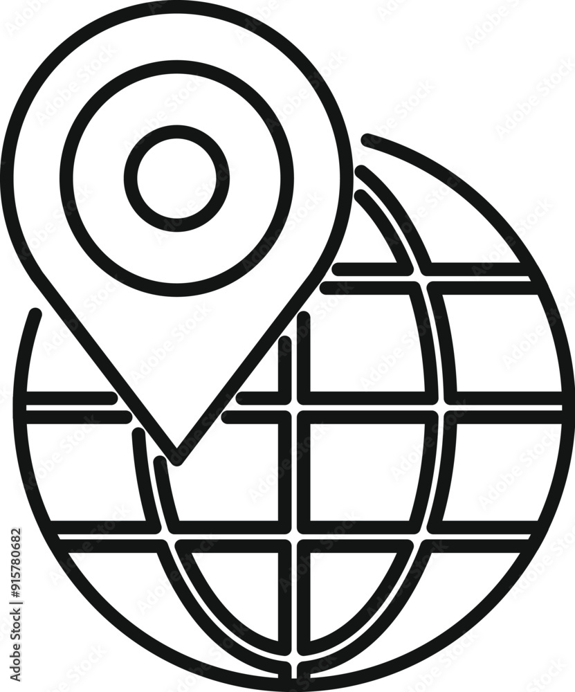 Poster simple icon of a gps pin marking a specific location on the globe