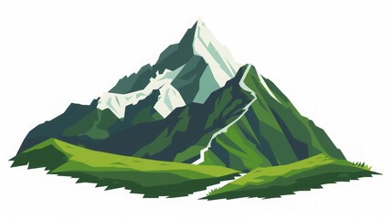 Majestic Mountain Peak with Snow and Green Landscape