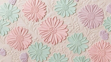 Floral Patterns with Soft Pastel Hues": A textured background with an embossed floral pattern