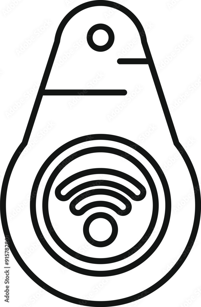 Poster line icon of a smart tag using wifi for remote control and tracking
