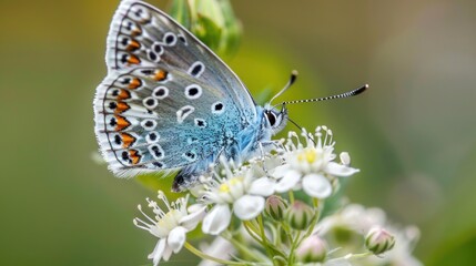 Obraz premium Blue Butterfly on White Flower