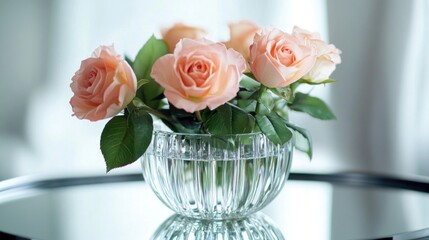 Obraz premium Pink Roses in a Crystal Vase