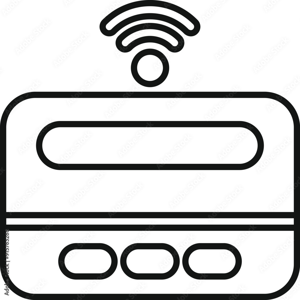 Poster outline style icon representing a credit card showing wireless payment system concept