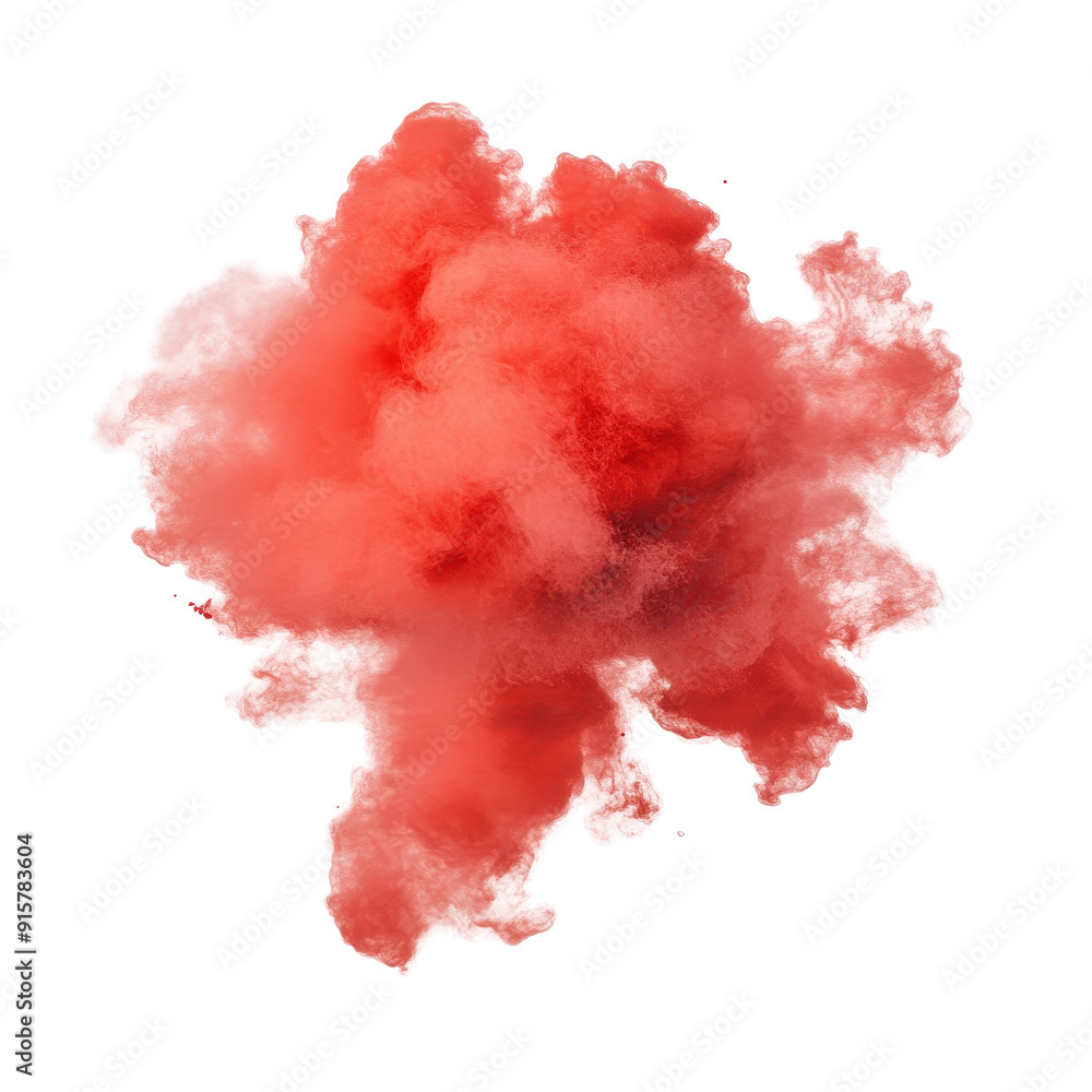 Wall mural crimson mist infusion, vibrant red fog swirls through a white space, creating a striking visual effe