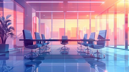 Modern Office Meeting Room with City View