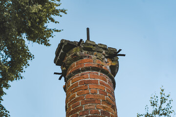 The top of an old, dilapidated column