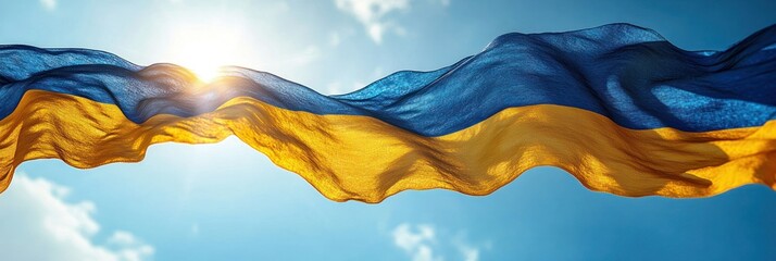Banner with the flag of Ukraine. Independence day of Ukraine. Stand and support for Ukraine