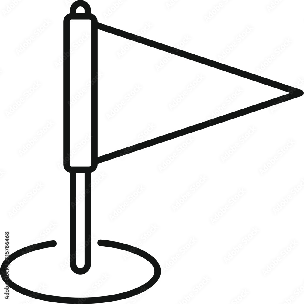 Poster simple icon of a triangular flag waving on a pole
