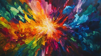 Abstract Painting with Vibrant Colors and Swirling Brushstrokes