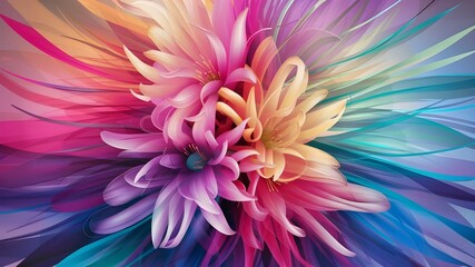 Obraz premium different color flowers abstract art wallpaper with blue background