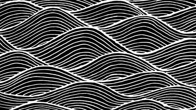 White wiggly hand drawn abstract wave line pattern doodle background animation    