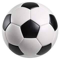 Black and white soccer ball and football transparent background. Sport concept.