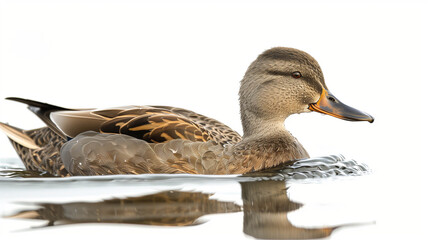 A Gadwall swimming gracefully in a sunlit pond