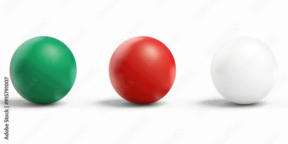 Poster set of three balls in different colors.
