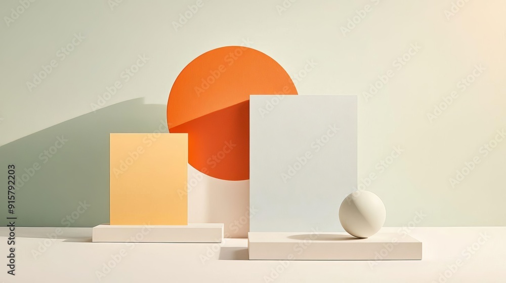 Aufkleber harmonious geometry a series of three interconnected artworks for a unified background aesthetic
