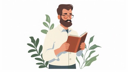 Man Reading a Book - Illustration of a Person Enjoying Literature