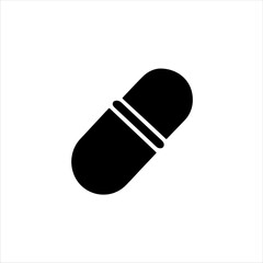 One capsule pill silhouette vector illustration design on white background.