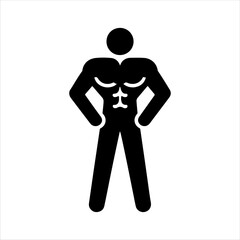 Bodybuilder sign icon silhouette illustration design on white background.