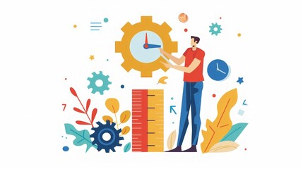 Obraz premium Time Management and Productivity: A Business Illustration
